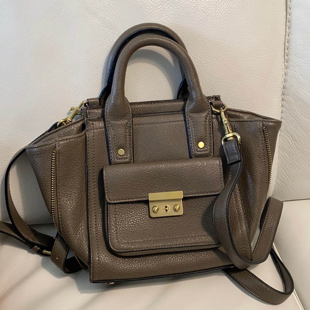 3.1 Phillip Lim Brown Leather Mini Satchel with Gold Hardware